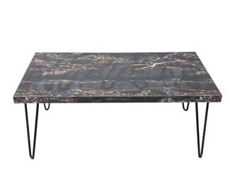 Lot 078  MidCentury Modern Style Coffee Table  Black MarbleLook Laminate Top  Hairpin Legs