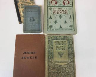 Lot 134  Antique  Vintage Childrens Schoolbooks  Readers  McGuffey, Arnold Primer  Sunday School Books  5 Books