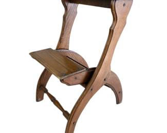 Lot 019  Vintage Small Wooden Folding Step Stool with Turned Spindles  24 Tall