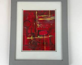 Lot 170  Original Abstract Acrylic Painting by Steve Lancaster  Signed Red Modern Art  Framed