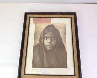 Lot 020  Edward S. Curtis Qahatika Girl 1907 Native American Portrait  Framed Duotone Photographic Print