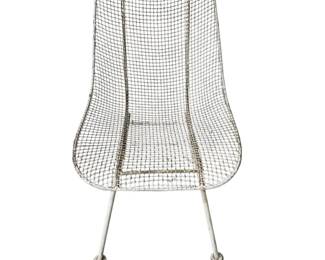 Lot 076  Vintage MidCentury Modern Wire Mesh Chair  Sculptural Metal Grid Chair