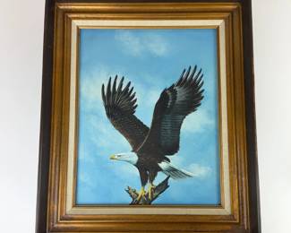Lot 174  Original Acrylic Bald Eagle Painting  American Eagle Wildlife Art  Framed