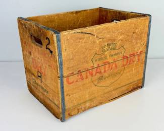 Lot 035  Vintage Canada Dry Beverages Wooden Advertising Crate  Metal Reinforced Soda Box