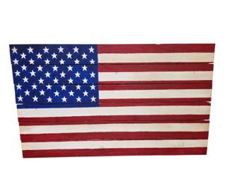 Lot 137  Handmade Rustic Wooden American Flag Wall Art  Patriotic Americana Dcor