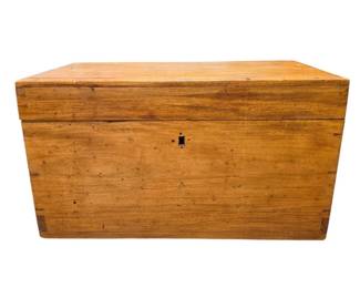 Lot 082  Antique Wooden Storage Chest with Dovetail Joinery  Repurposed Cigar Box Compartments