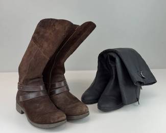 Lot 093  Lot of 2 Pairs Womens Size 10 Fashion Boots  The North Face Suede  LifeStride Black Heeled Boots