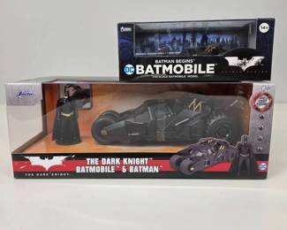 Lot 040  Lot of 2 Batman Batmobile Diecast Models  Jada Dark Knight Tumbler  Hero Collector