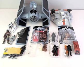 Lot 038  Large Star Wars Toy Lot  TIE Fighter, Snowspeeder, Action Figures  Accessories