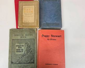 Lot 136  Antique  Vintage Household Advice, Parenting  Recipe Books  5 Piece Lot  1918 Cookbook
