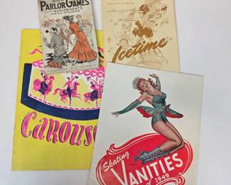 Lot 129  Vintage Theater  Entertainment Programs Lot  Carousel, Ice Skating, Parlor Games  4 Pieces