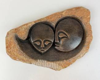 Lot 160  African ShonaStyle Carved Stone Mother  Child Sculpture  Abstract Family Art