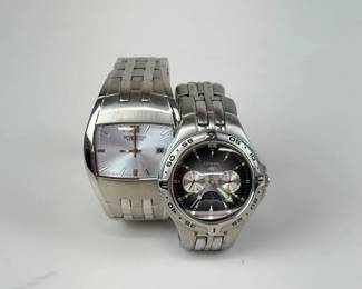 Lot 142  Lot of 2 Mens Wristwatches  Fossil  Kenneth Cole Reaction  Stainless Steel