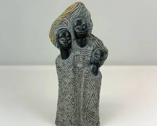 Lot 157  African ShonaStyle Carved Stone Family of Three Sculpture  Tribal Folk Art