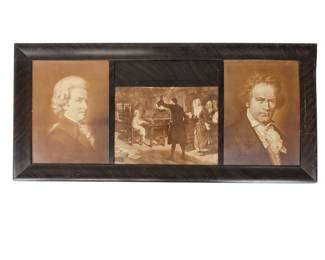 Lot 177  Vintage Framed Mozart  Beethoven Portraits  Classical Music Composer Collage