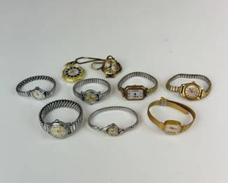 Lot 143  Lot of 9 Vintage Ladies Wristwatches  Pendant Watches  Gold  Silver Tone