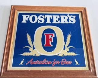 Lot 034  Vintage Fosters Beer Framed Advertisement  Australian for Beer  Brewery Bar Dcor