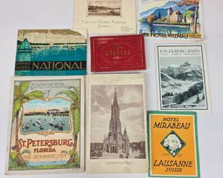 Lot 131  Antique  Vintage Travel Souvenir Ephemera Lot  Switzerland, Germany  Florida  8 Pieces