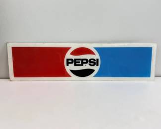 Lot 016  Vintage Pepsi Cola Advertising Sign  Red, White  Blue Thick Plastic