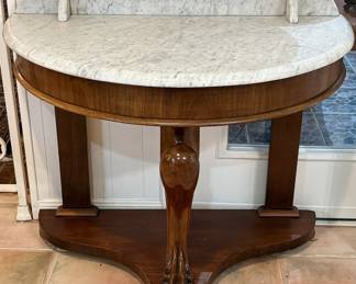 Victorian mahogany demi-lune washstand with marble top. Was $395…NOW $195