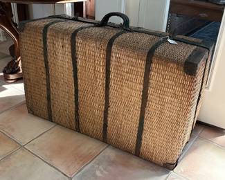 Antique Chinese woven bamboo trunk.