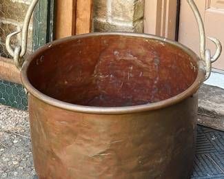 19th century French brass/cast iron apple or firewood bucket. Was $395...NOW $175