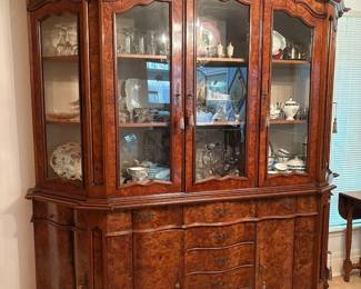 Impressive European 19th-century style burled wood china cabinet. Was $1,600…NOW $775