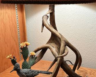 Vintage antler table lamp with suede shade. Was $275…NOW $125