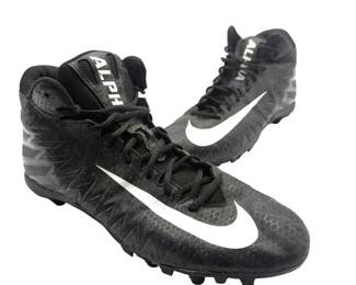 GUARANTEED AUTHENTIC Nike Alpha Menace Pro Mid Black White Football Cleats Men's Size 12 - Pre-Owned