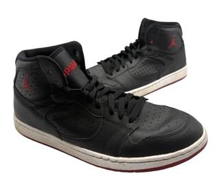 GUARANTEED AUTHENTIC Nike Air Jordan Access Mid Black/Red Leather Sneakers - Men's Size 12 - Pre-Owned
