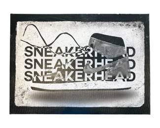Nike Sneakerhead Black & White Sneaker Graffiti Canvas Wall Art - Pre-Owned 20"H x 28"W
