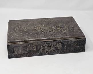 6 VintageMidCenturySilverPlatedRepoussCigaretteBoxHumidor