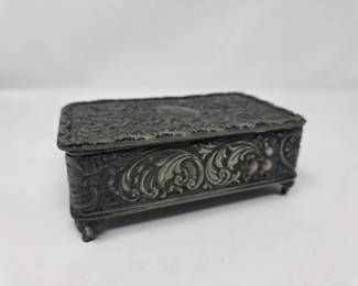 8 VictorianEGWebsterSilverPlatedOrnateJewelryBoxCirca1890s
