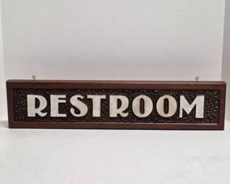 73 WoodenCarvedRestroomSignwithWhiteLetters5Tx22L