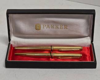 108 VintageParker180ImperialInsigniaPenSet14kGoldElectroplated