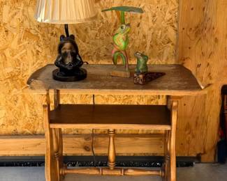 13 WoodSideTableFrogLampFigurineandDoorstop