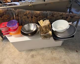 Tupperware, kitchen bowls, trays, trivets