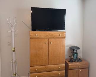 Dresser, nightstand, TV, antique telephone