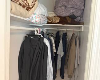 men’s clothing and blankets