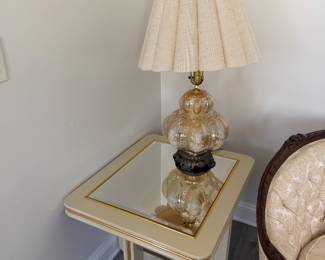 Side table and lamp. Pairs with vintage living room couches set