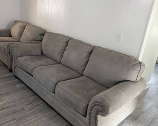 3-piece sofa set in a neutral taupe/gray fabric