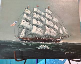 SHIP WITH FLAG PAINTING