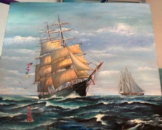 TWO SHIPS PAINTING