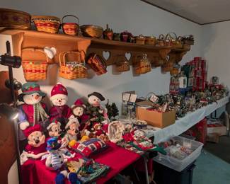Christmas decor, longaberger Christmas baskets etc
