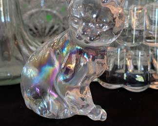 Iridescent glass cat figurine