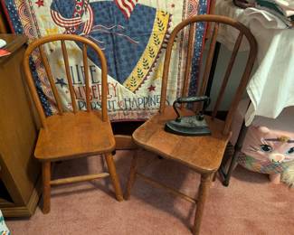 Vintage children wooden chairs