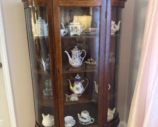 Antique curio cabinet with curved glass 1930s belonged to my grandfather $350