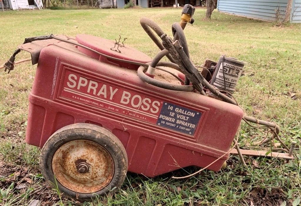 1 - Spray Boss 14 Gal 12V Power Sprayer (Description): Used as is electric/electronic/mechanical  item. No guarantee all components, untested.