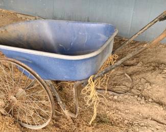 542 - Vintage Blue Wheelbarrow - 36 x 54 x 32