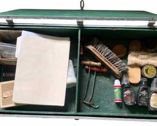 516 - Wooden Box w/ Contents - 13 x 36 x 16